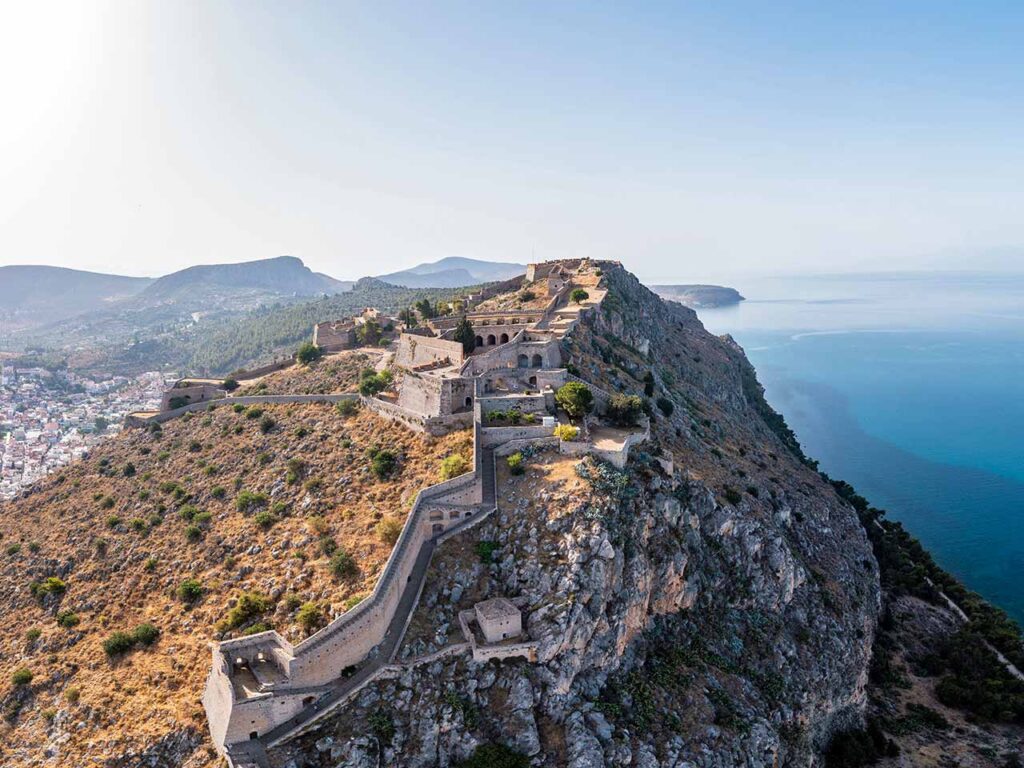 Grecia in camper nel Peloponneso: la Fortezza di Palamidi vista dal drone.