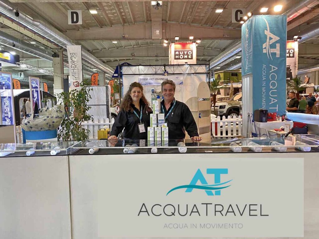 Acquatravel, partner che ha offerto alcuni regali per la Ruota della Fortuna alla fiera Fit Your Camper.