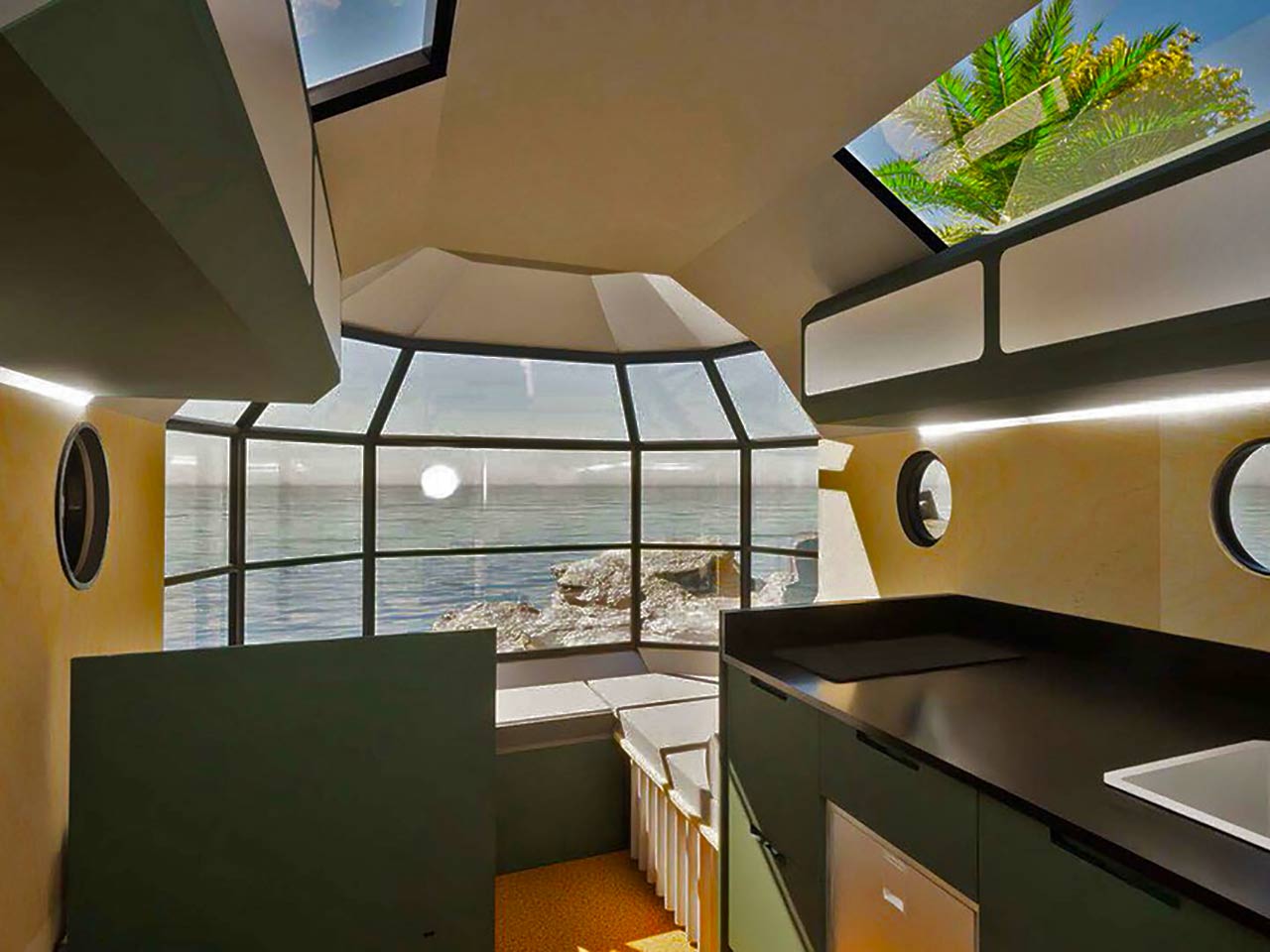 Texino Atrium,, il camper panoramico - La visuale dall'interno attraverso finestra a bovindo.