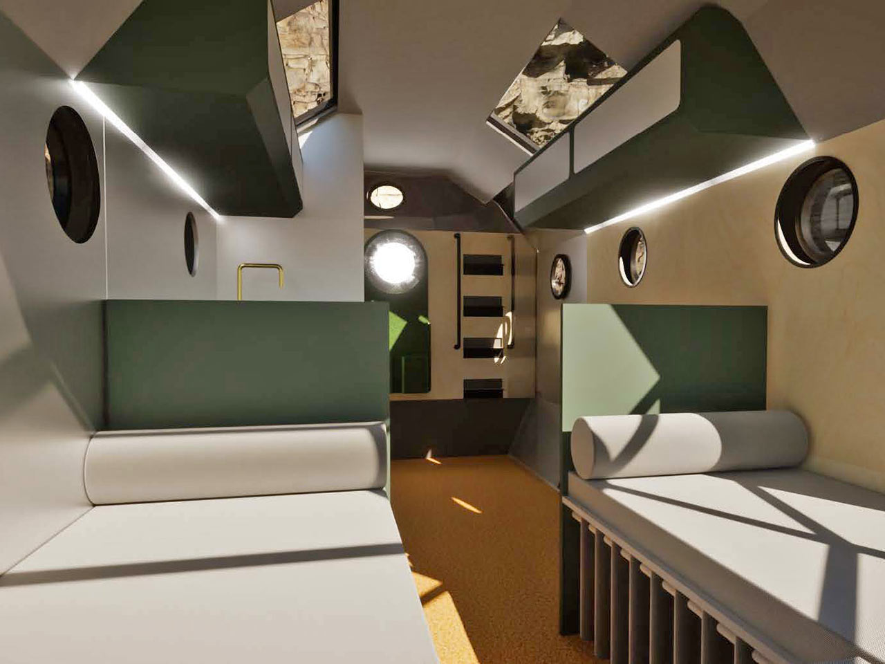 Un render degli interni del Texino Atrium con la zona notte.