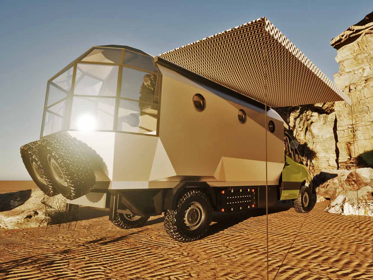 Texino Atrium,, il camper panoramico - La cupola vista dal lato destro.