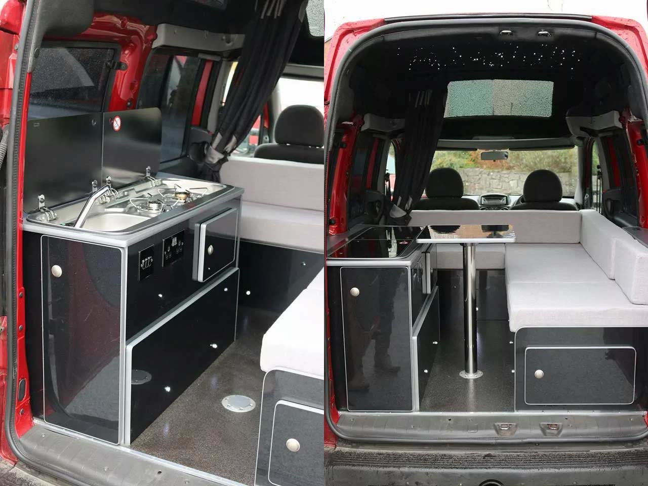 Gli interni del Fiat Doblò di Creation Campers, il camper più veloce del mondo.