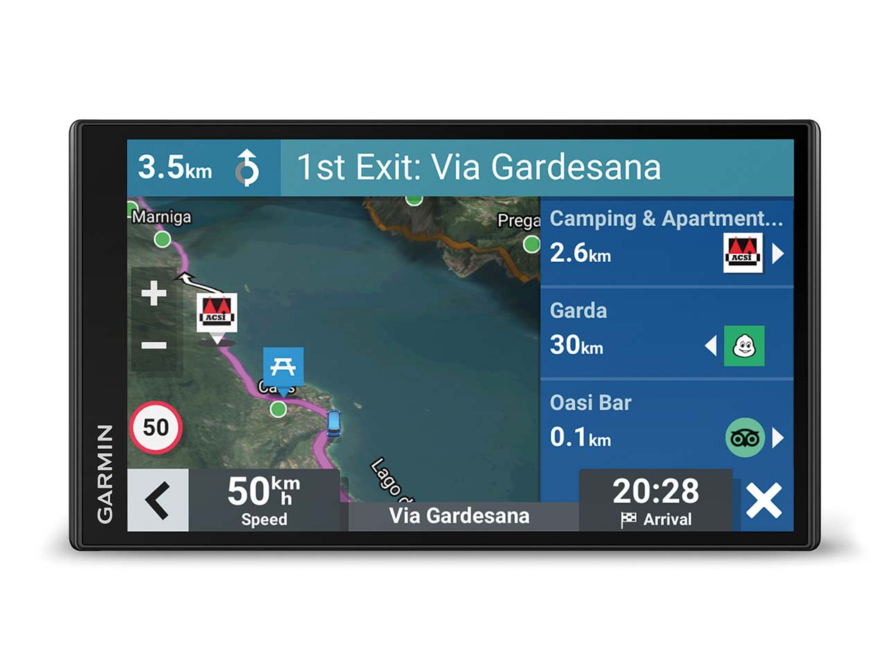 Un percorso con i POI per il van sul navigatore Garmin CamperVan