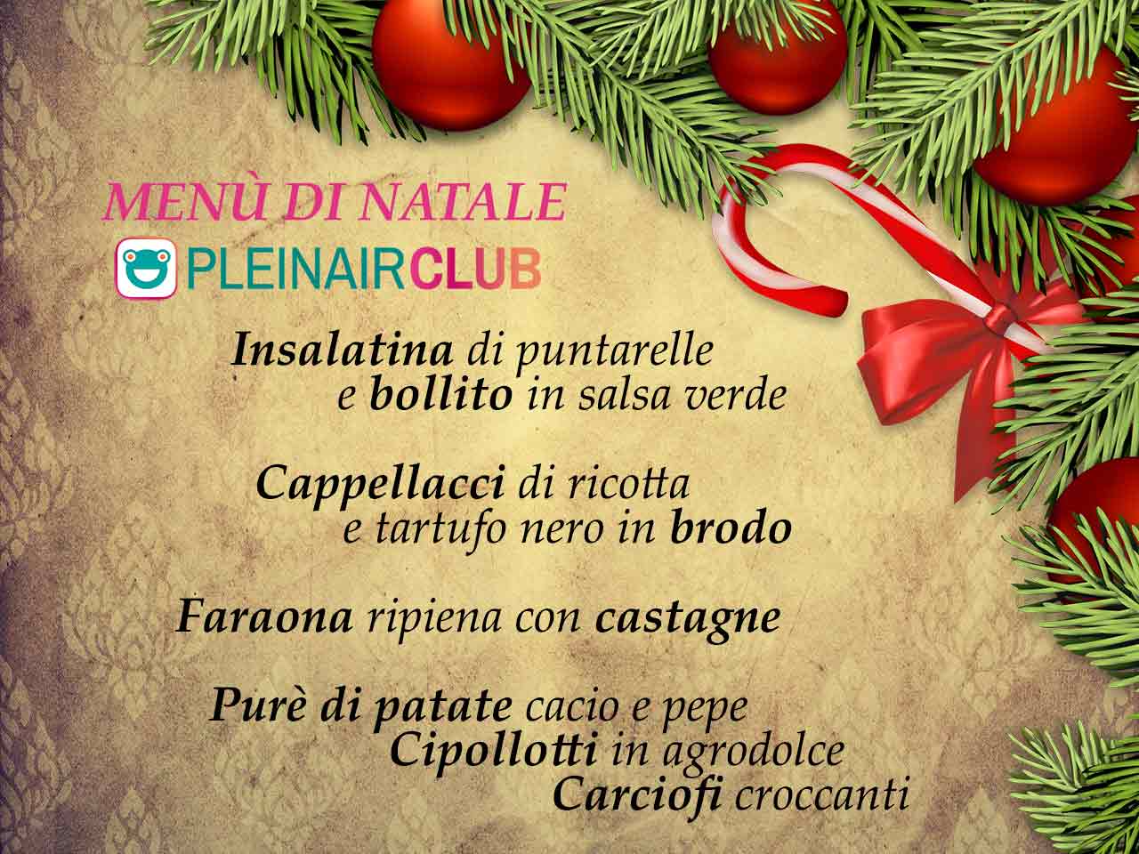 Menù del pranzo di Natale del PLEINAIRCLUB