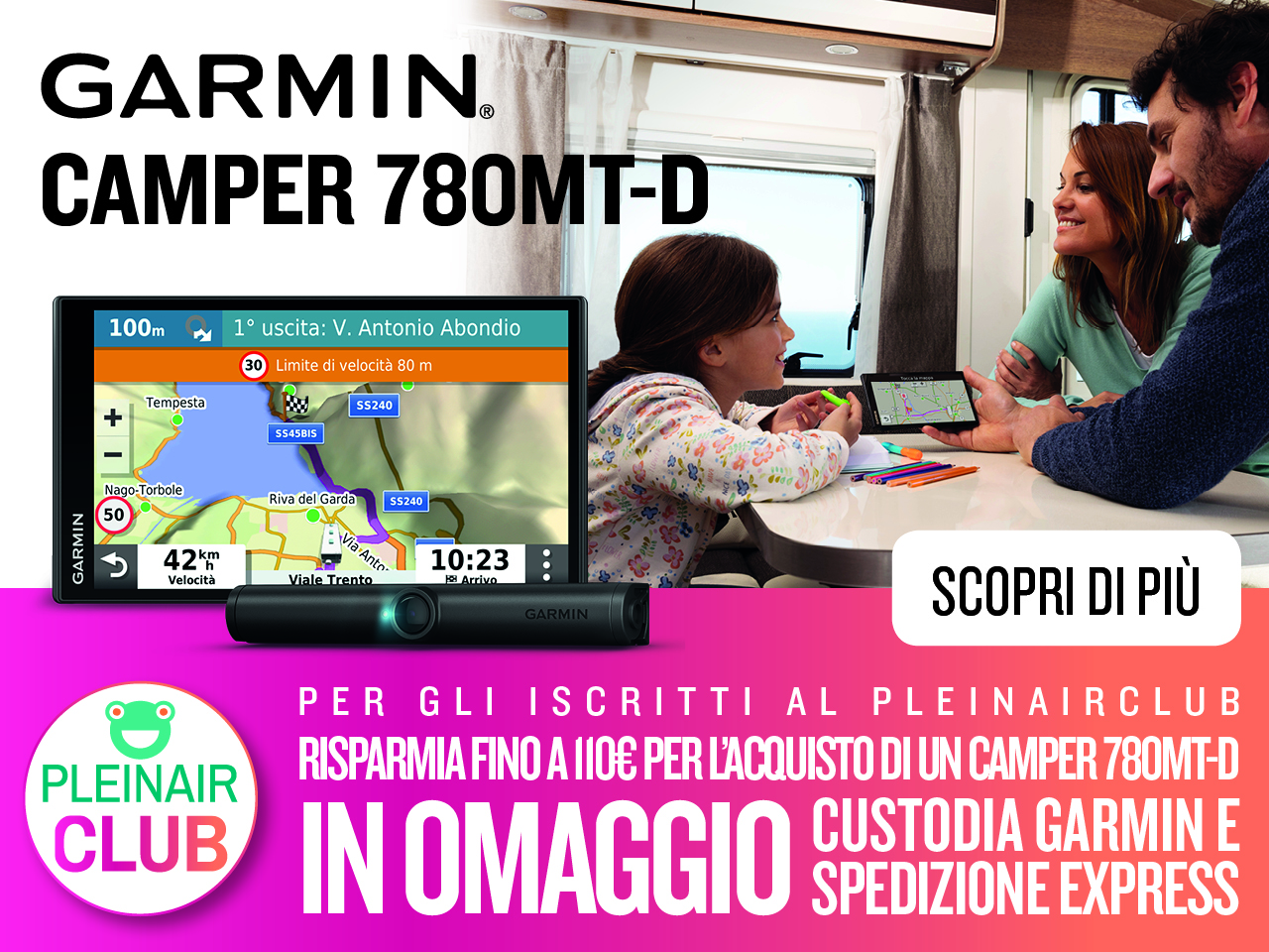 Risparmia subito più di 140 euro per il navigatore Garmin Camper 780 e la retrocamera BC40!